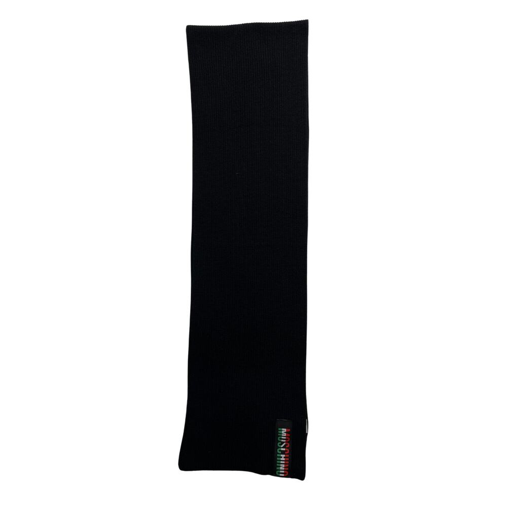 2-3 MOSCHINO NWT Knit Wool Scarf Black One Size - Picture 2 of 7